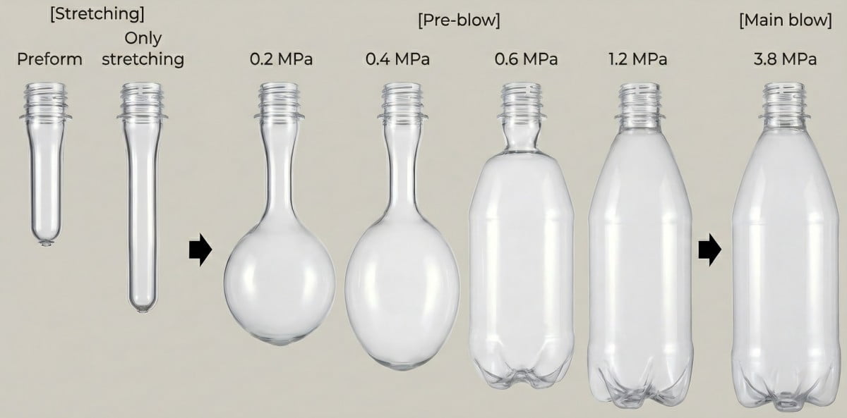 PET Stretch Blow Molding Process Diagram