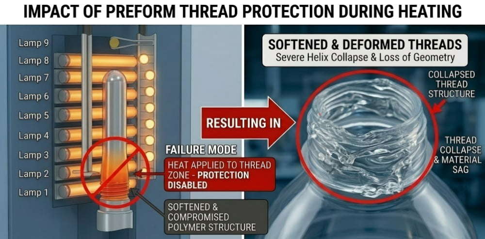 PET Bottle Heating Oven Neck Shield Failure