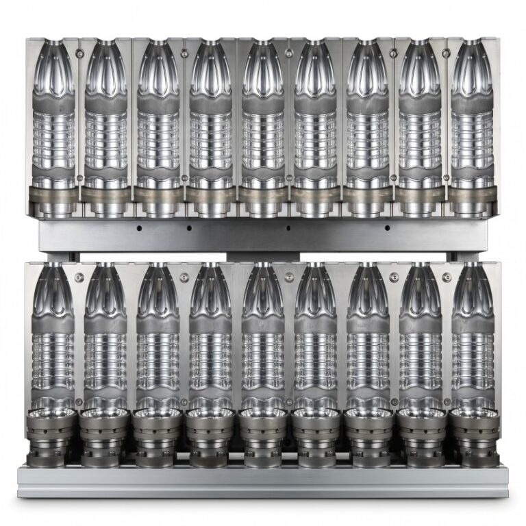 9-Cavity Linear PET Beverage Bottle Blow Mold